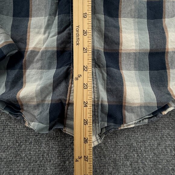 Carhartt Men Long Sleeve Blue Beige Plaid Button Up Shirt Small Slim Fit Adult - Picture 4 of 13